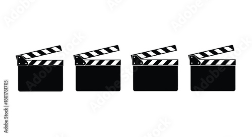 Four clapperboards, representing filmmaking process