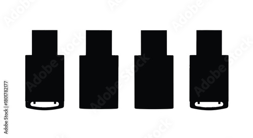 Four black usb connector in a row formation