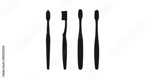 Four black toothbrush silhouettes for design use