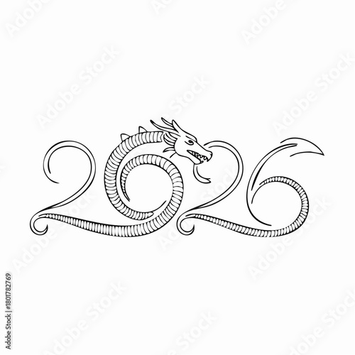 2026年辰年デザイン – 龍をモチーフにしたモダンで華やかな年賀イラスト