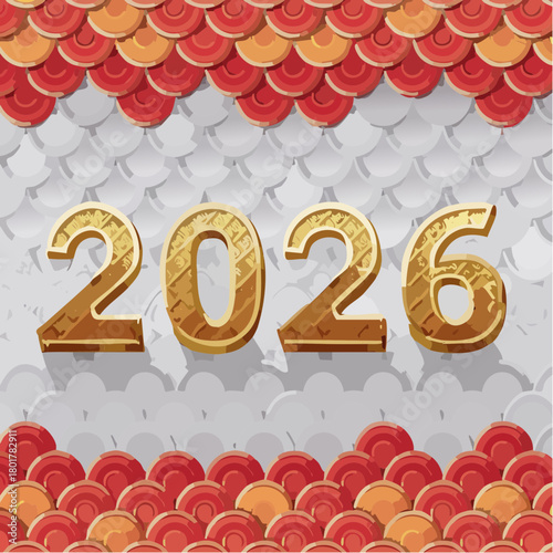 2026年辰年デザイン – 龍をモチーフにしたモダンで華やかな年賀イラスト