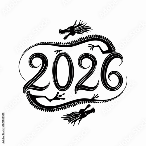 2026年辰年デザイン – 龍をモチーフにしたモダンで華やかな年賀イラスト