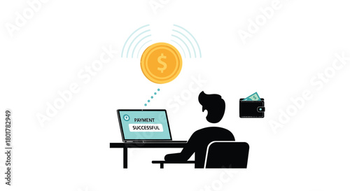 Person using laptop to manage finances and earn money through online investments and digital currency transactions