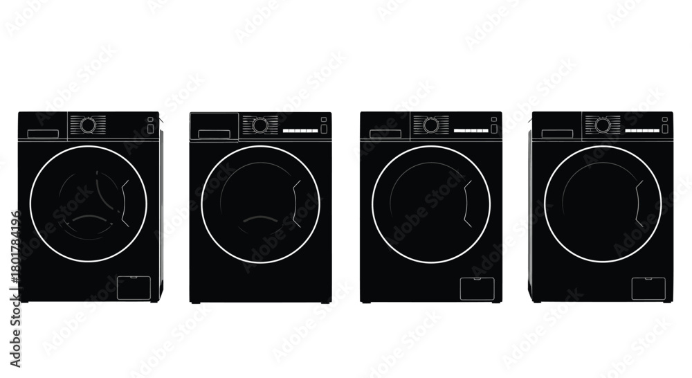 Fototapeta premium Four washing machine for laundry and appliance