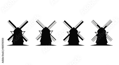 Four windmill silhouette