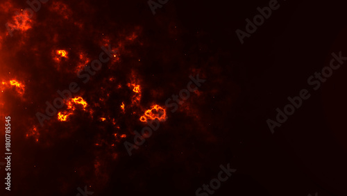 Fiery glowing embers and drifting smoke form a dramatic burning texture. Hot orange sparks float through dark air creating a powerful cinematic fire particle background.