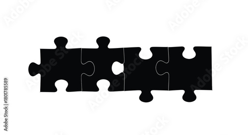 Four puzzle pieces connected in black color
