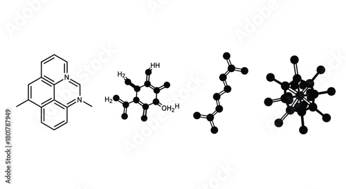 Collection of black molecule structures for design