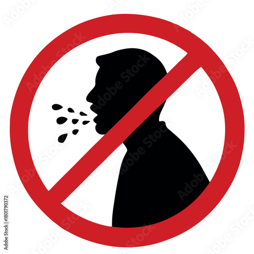 No Coughing or Spitting Sign no spitting prohibition