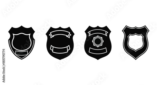 Set of four police badge silhouettes