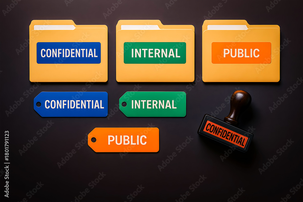 Fototapeta premium Data classification concept with confidential, internal, and public folders