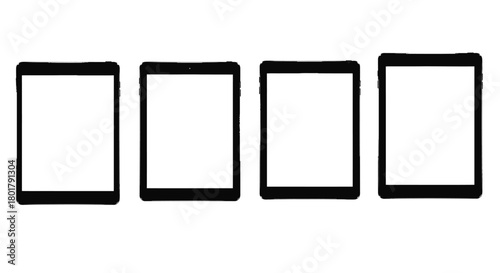 Four tablet computers, showcasing digital technology