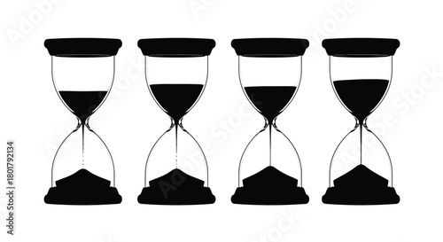 Four hourglasses showing the passage of time