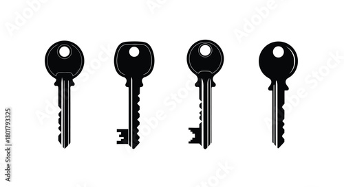 Four key icons in a row, simple design