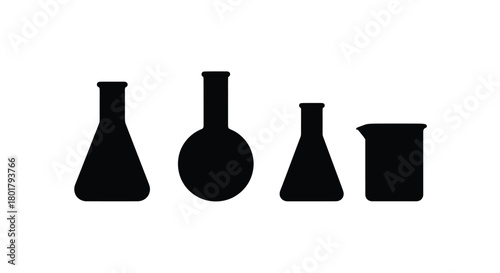 Four laboratory glassware in silhouette