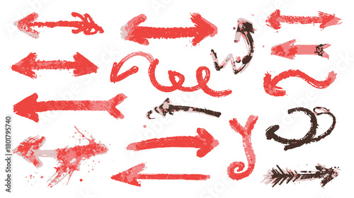 Collection of hand-drawn arrows in red and black, pointing in various directions.