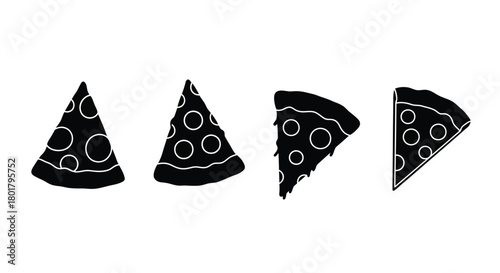 Four pizza slices with pepperoni are displayed