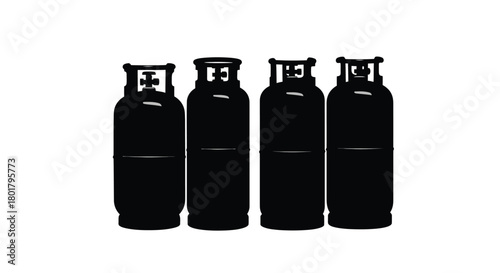 Four gas cylinders are displayed in the image