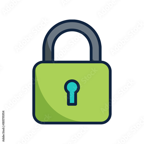 Secure Green Padlock Icon with Keyhole Design