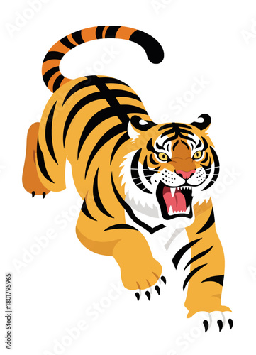 Roaring Tiger Illustration in Bold Colors