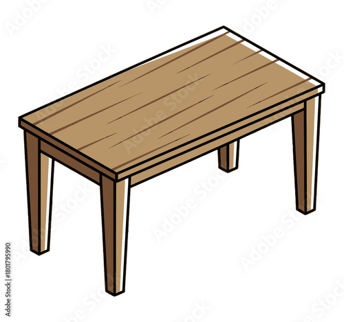 Simple Wooden Table Illustration with Four Legs