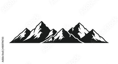 Black mountain range silhouette vector