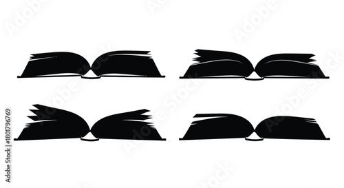 Four open book silhouettes for your designs