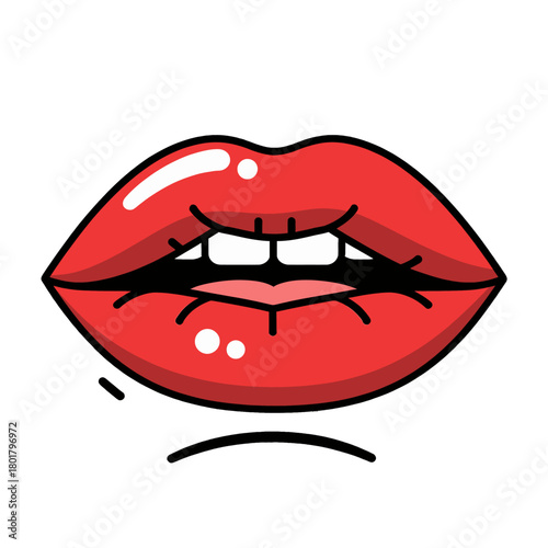 Vivid Red Lips with White Teeth Illustration