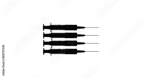 Four syringes are arranged in a row