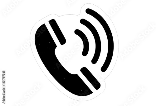 White Telephone Receiver Icon With Sound Waves
