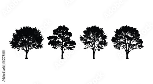 Four tree silhouettes