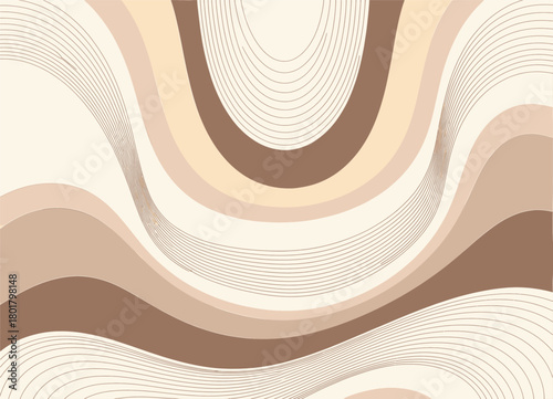 Abstract wavy lines, minimal modern design, earthy tones
