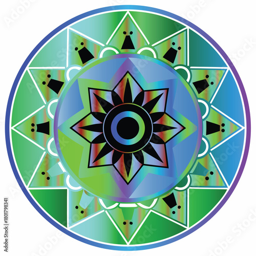 Abstract geometric mandala round ornament pattern shape