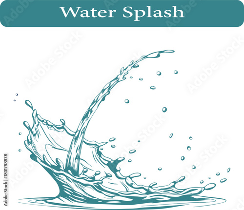Water splash, water splash isolated on white background, vector illustration