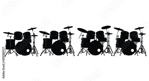 Drum set silhouettes for musical performance