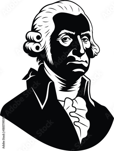 George washington vector portrait black and white historical figure art eps silhouette