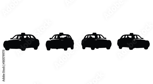 Four silhouette of taxi