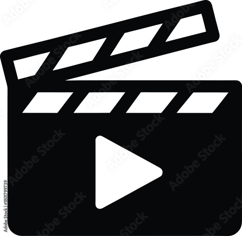 Black Clapperboard Play Icon
