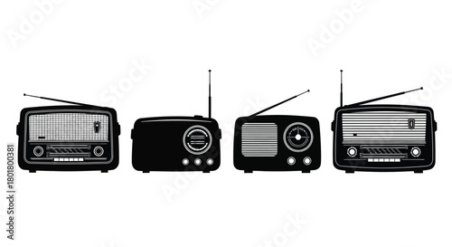 Collection of vintage radios for design needs