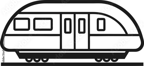 Modern high speed train icon with clean lines representing fast travel and transportation services isolated on white background.