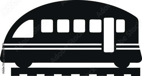Modern high speed train icon with clean lines representing fast travel and transportation services isolated on white background.