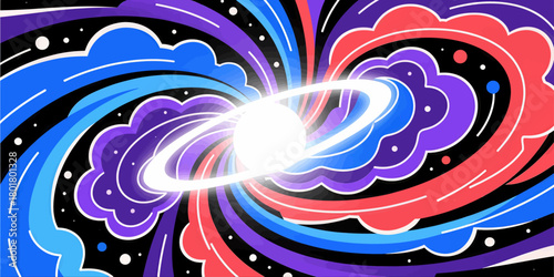 Colorful galactic swirl with bright core, abstract space illustration