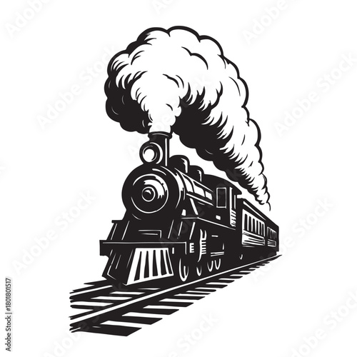 Vintage Steam Train Emitting Smoke locomotive