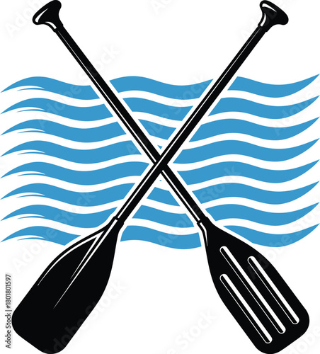 Crossed paddles vector illustration for kayaking canoeing and rafting eps silhouette