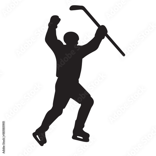 Silhouette Of A Celebratory Hockey Player black sport