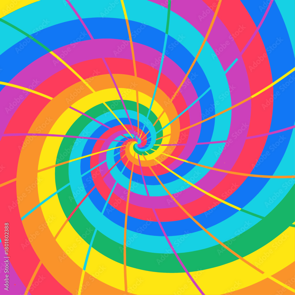 Obraz premium Colorful spiral design, vibrant geometric patterns, dynamic background.
