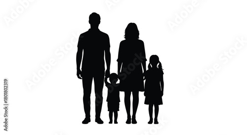 Silhouette of a family with two children