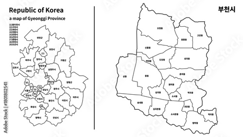 경기도 부천시 지도 / Bucheon City Map, Gyeonggi-do, South Korea