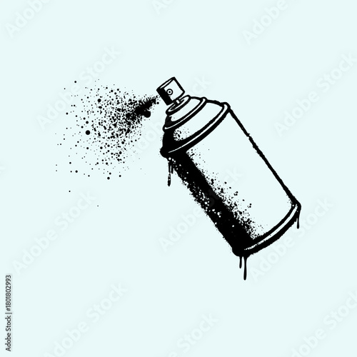 Black spray paint graffiti illustration isolated on sky blue background