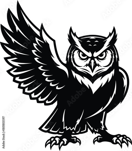 Owl vector illustration predatory bird design animal wildlife drawing eps silhouette